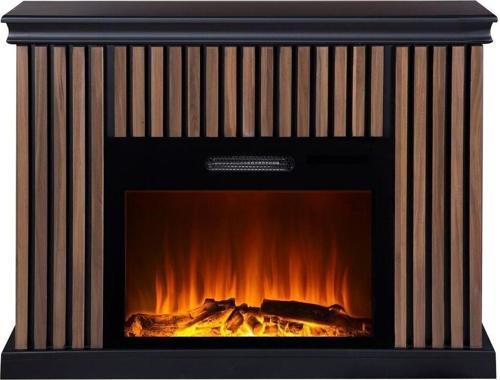 Dekoratif Kahve Kasalı 118 Cm 8 Renkli Elektrikli Şömine Isıtıcı Bluetooth, Alev Sesi, Wifi