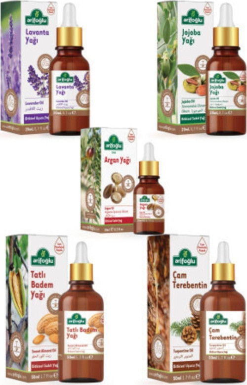 Lavanta Yağı 20Ml + Badem Yağı 50Ml + Jojoba Yağı 20Ml + Argan Yağı 10Ml + Çam Terebentin 50Ml