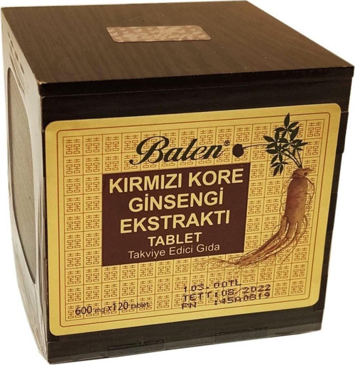 Kırmızı Kore Ginsengi Ekstraktı Tablet 600 Mg 120 Kapsül