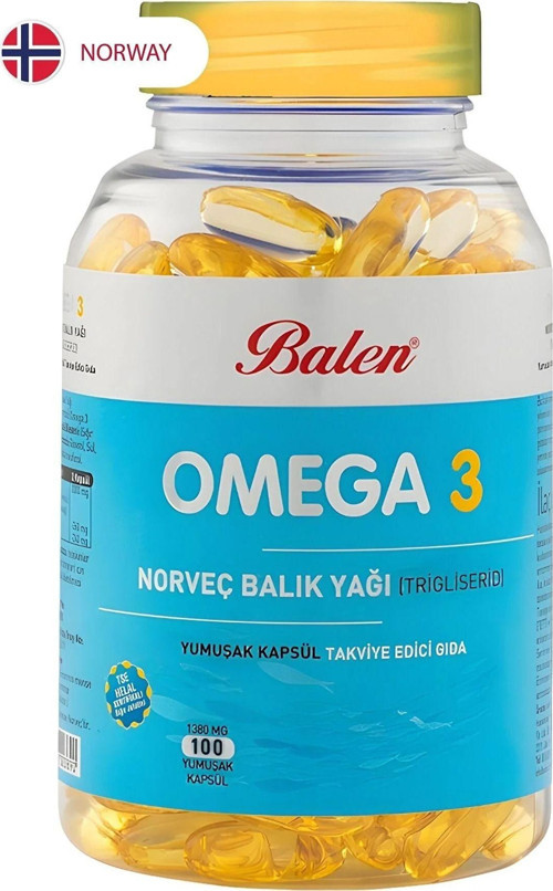 Omega 3 Norveç Balık Yağı (Trigiliserid) Yumuşak Kapsül 1380 Mg*100