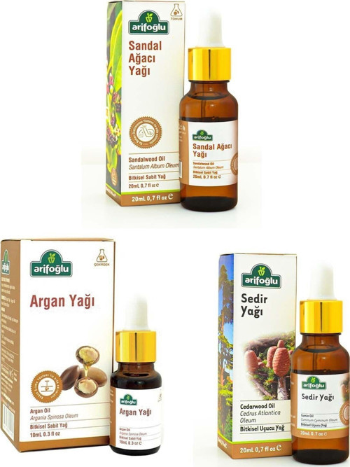 Oryantel Aromaterapi Seti: Sandal Yağı 20 Ml+ Sedir Yağı 20 Ml+ Argan Yağı 10 Ml