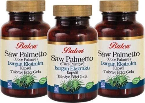 Saw Palmetto Cüce Palmiye Isırgan Ekstraktı 60 Kapsül X 3 Adet