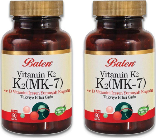 K2 Mk-7 Vitamin K2 Ve D Vitamini 450 Mg 60 Kapsül X 2 Adet