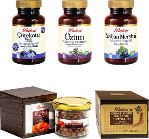 Gınseng Çörekotu Üzüm Çekirdeği Yaban Mersin Reishi Mantar