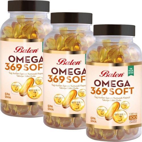 3 Adet Omega 3-6-9 1380 Mg 100 Kapsül