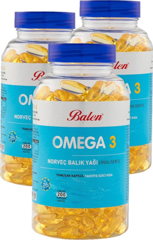 3 Kutu Omega 3 Norveç Balık Yağı (Trigliserid) 1380 X 200 Softjel Omega3