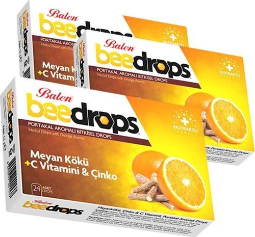 3 Kutu Meyan Kökü C Vitamini Çinko Portakal Aromalı Beedrops 24Adet Pastil Meyankökü Bee Drops