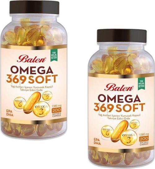 Omega 3-6-9 Soft Yağ Asitleri İçeren 1380 Mg 200 Yumuşak Kapsül 2 Adet
