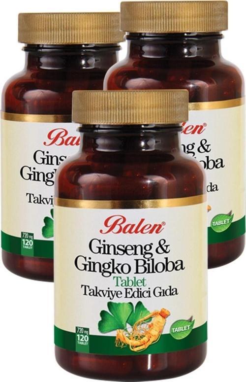 Ginseng Gingko Biloba Takviye Edici Gıda 3 X 720 Mg X 120 Tablet Ginkgo Ginko 3 Kutu