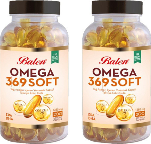 Omega 3,6,9 Soft Yağ Asitleri İçeren Yumuşak Kapsül 1380 Mg*200 X2 Adet