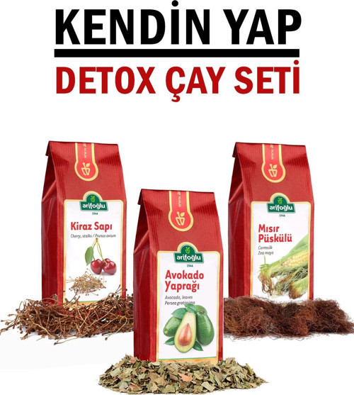 3 Lü Set Detoks Çayı (Kiraz Sapı - Mısır Püskülü - Avokado Yaprağı)