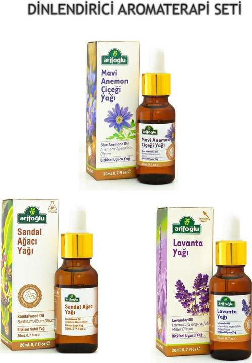 3 Lü Dinlendirici Arometerapi Yağ Seti (Lavanta Yağı - Sedir Yağı - Mavi Anemon)