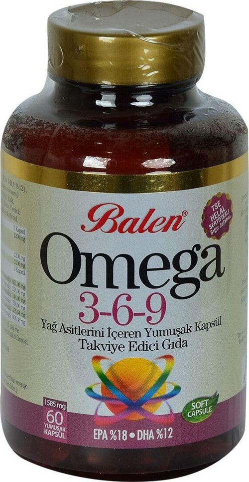 Helal Sertifikalı Omega 3-6-9 1585 Mg X 60 Yumuşak Kapsül Epa 18 Dha 12