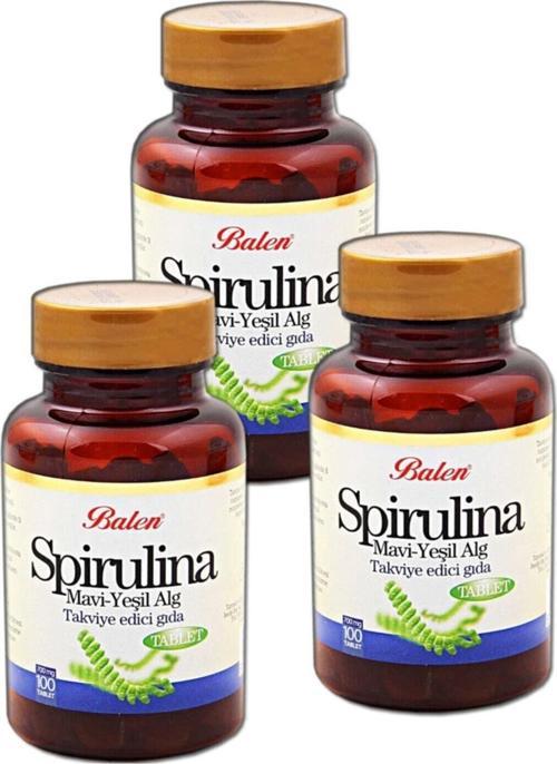 3 Adet Balen Spirulina Tablet 100 Adet 700 Mg Yosun Hapı