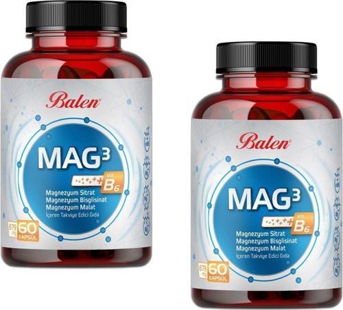 Mag 3 Magnezyum Sitrat & Bisglisinat & Malat 679 Mg 60 Kap. X 2 Adet
