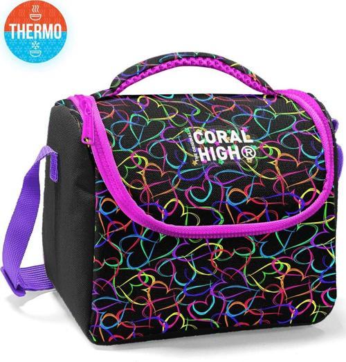 Kids Çok Renkli Kalp Desenli Thermo Beslenme Çantası 22770
