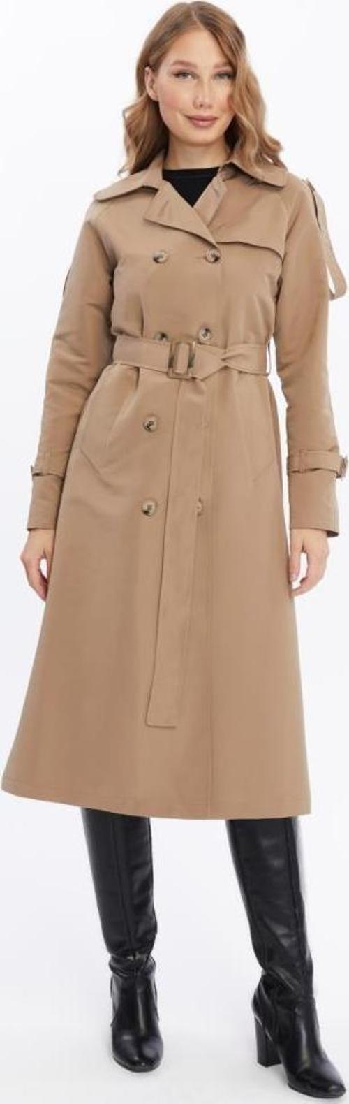 Astarlı Pamuklu Kadın Trençkot-Kap