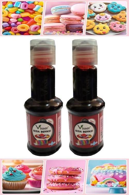 Gıda Boyası Sıvı 50 ml 2 Adet Su Bazlı Likit Renkli Sıvı Gıda Boyası Pasta Hamur Boyası Kek Fonda Yüksek Konsantre