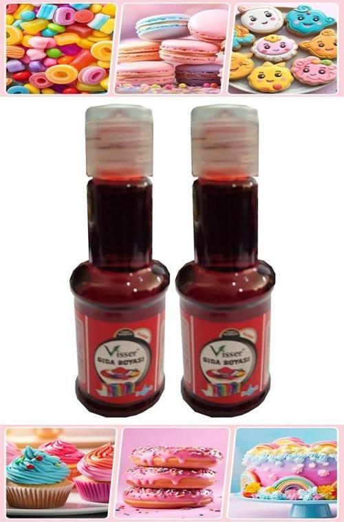 Gıda Boyası Sıvı 50 ml 2 Adet Su Bazlı Likit Renkli Sıvı Gıda Boyası Pasta Hamur Boyası Kek Fonda Yüksek Konsantre