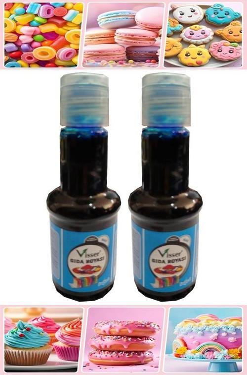Gıda Boyası Sıvı 50 ml 2 Adet Su Bazlı Likit Renkli Sıvı Gıda Boyası Pasta Hamur Boyası Kek Fonda Yüksek Konsantre