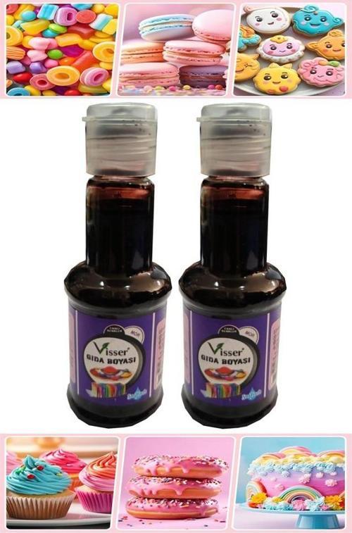 Gıda Boyası Sıvı 50 ml 2 Adet Su Bazlı Likit Renkli Sıvı Gıda Boyası Pasta Hamur Boyası Kek Fonda Yüksek Konsantre