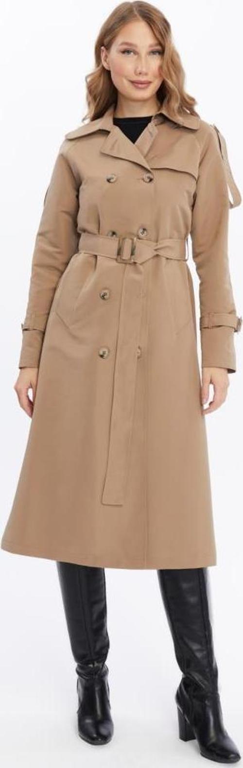 Astarlı Pamuklu Kadın Trençkot-Kap