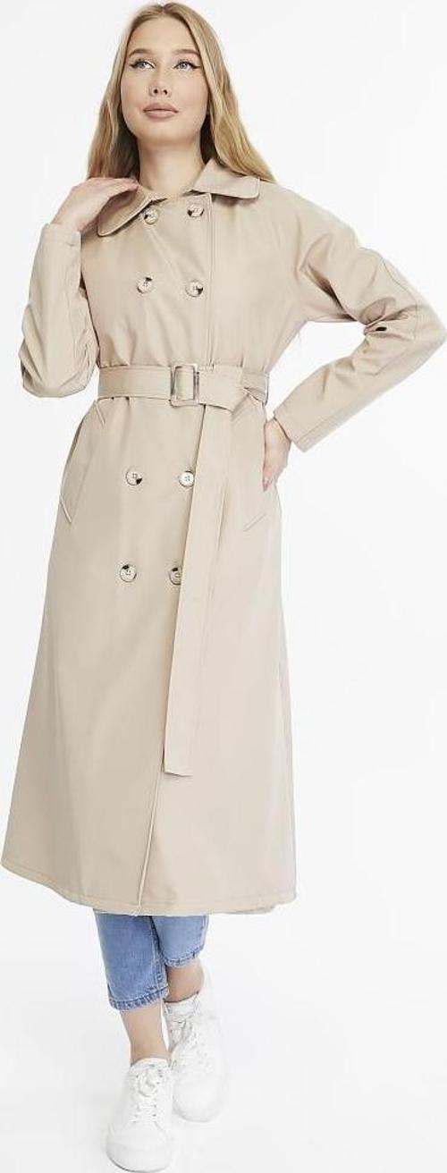 Uzun Boy Kemerli Astarlı Kadın Trençkot