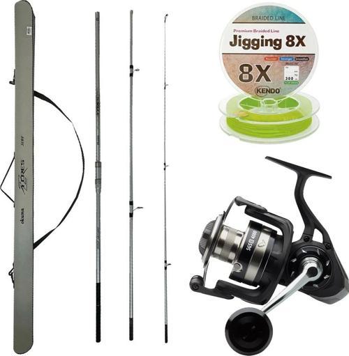 YekOutdoor Profesyonel Olta Seti Okuma Azores Surf 430cm 3 parça Surf Kamışı&Savage Gear SGS8 8000 FD 8+1BB Olta Makines