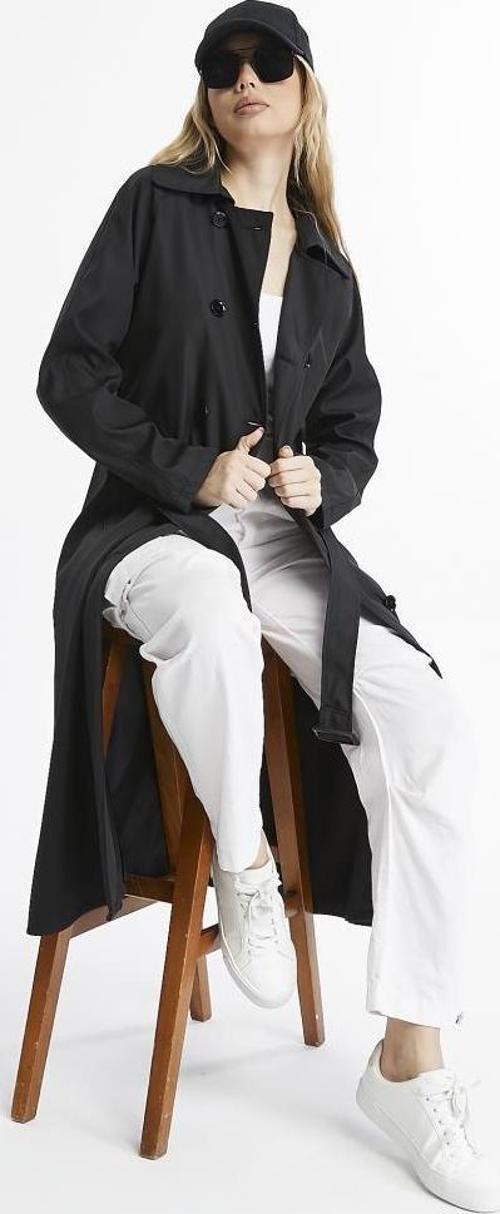 Uzun Boy Kemerli Astarlı Kadın Trençkot