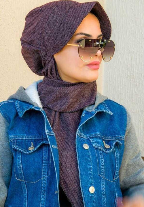 Bordo Kırçıl Desen Tesettür Şapka
