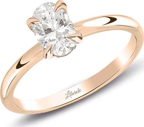 0.50 Ct Pırlanta Oval Tektaş Rose Yüzük