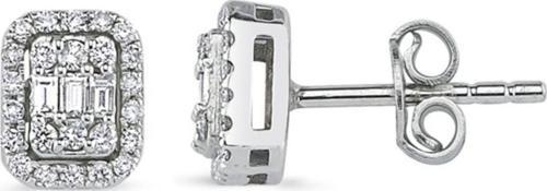 Modern Tasarım 0.35 Ct Baget Kare Tektaş Küpe