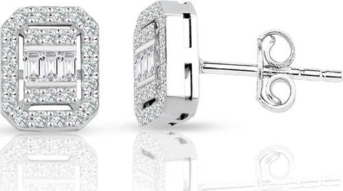 Modern Tasarım 0.55 Ct Baget Kare Tektaş Küpe