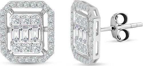 Modern Tasarım 1.53 Ct Baget Kare Tektaş Küpe