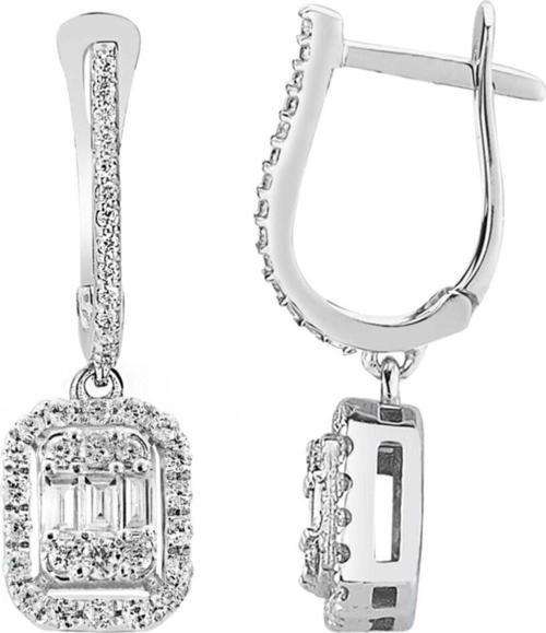 Modern Tasarım 0.65 Ct Baget Kare Tektaş Küpe