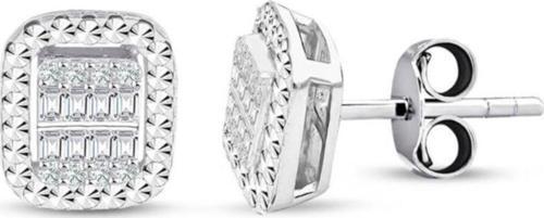 Modern Tasarım 0.22 Ct Baget Kare Tektaş Küpe