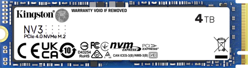 KINGSTON SNV3S/4000G, NV3, 4TB, 6000/5000, Gen4, NVME PCIe M.2 2280, SSD