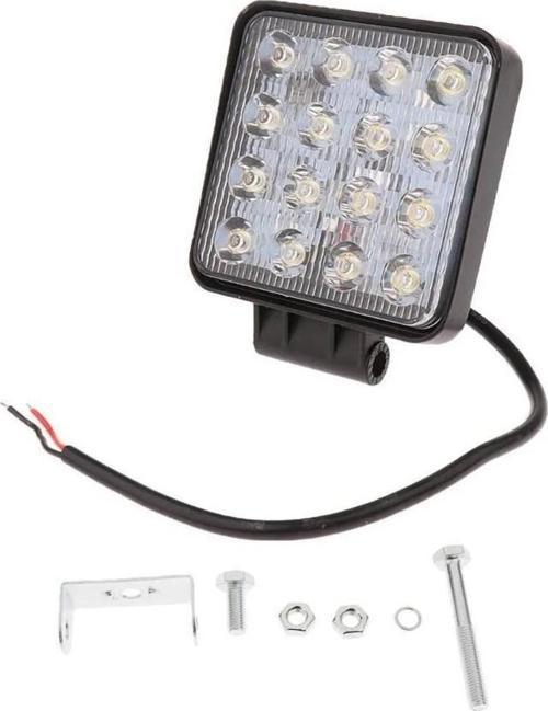 16 Led 48W Off Road Sis Farı Lambası Kare Gemi Tekne Slim 12V
