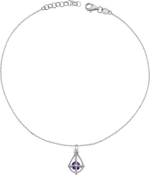 Pırlanta Lilarote Ametist Taşlı Gümüş Hal Hal