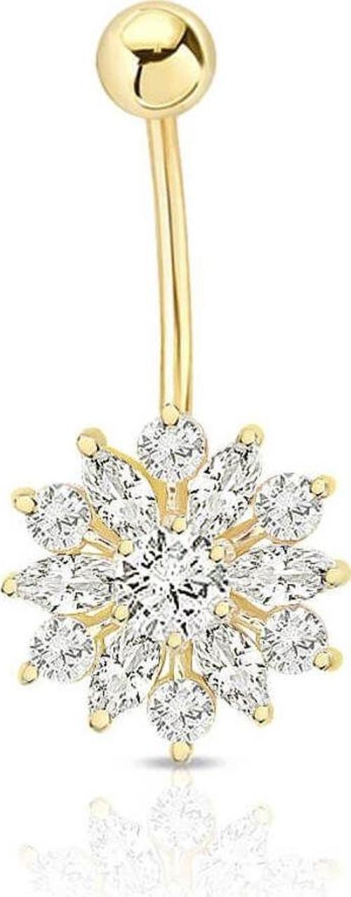 Altın Oval Tek Taşlı Piercing
