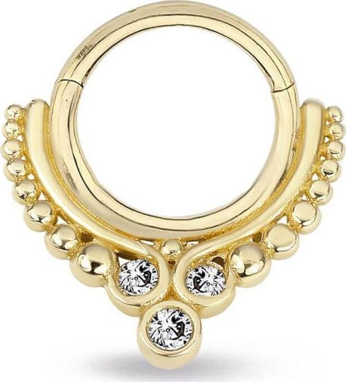 Top Toplu Üç Taşlı Altın Helix Piercing