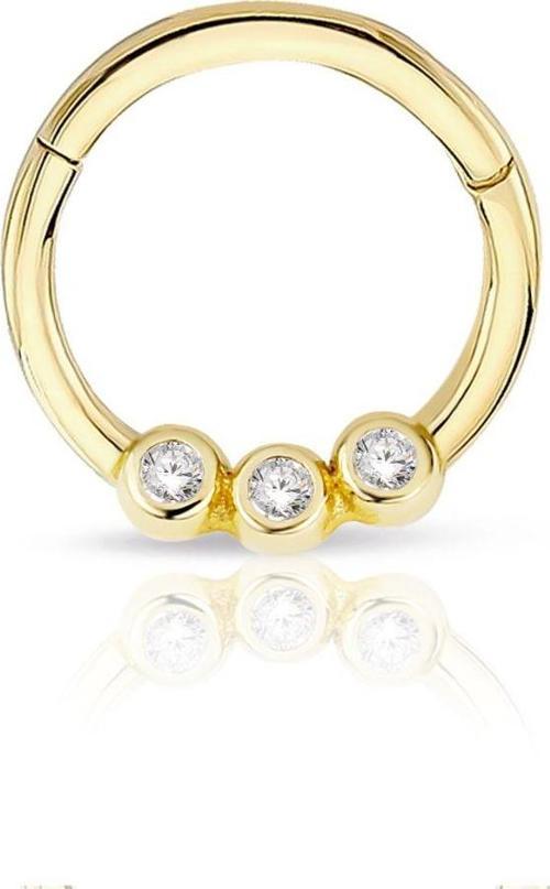 Yuvarlak Üç Taşlı Altın Helix Piercing