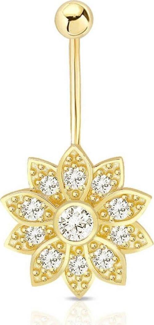 Altın Taşlı Çiçek Piercing