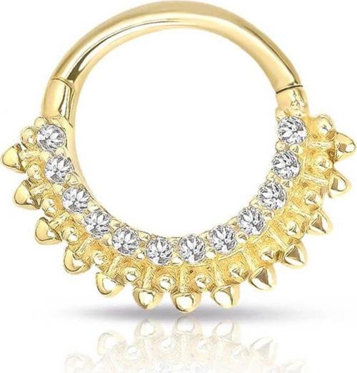 Modelli Sıra Taşlı Altın Helix Piercing