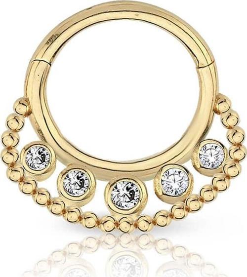 Top Toplu Beş Taşlı Taşlı Altın Helix Piercing