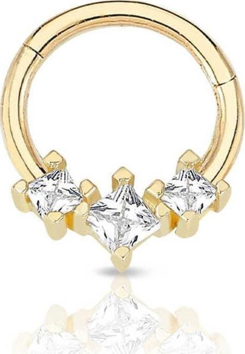 Prenses Üç Taşlı Altın Helix Piercing