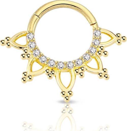 Sıra Taşlı Top Top Altın Helix Piercing