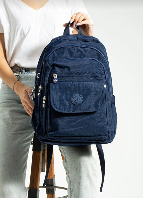 Unisex Okul Çantası Büyük Boy Çok Bölmeli Su Geçirmez Sırt Çantası Mega Çanta Lacivert