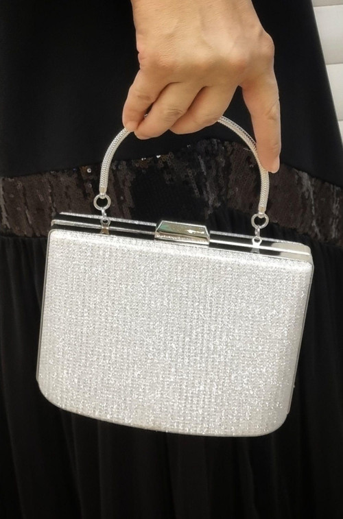 Kadın Abiye Çanta Clutch Portföy Çanta Gümüş
