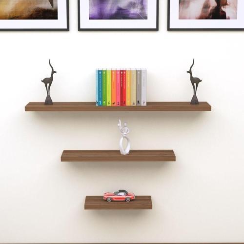 Duvar Rafı Haliç Ceviz 3 Lü Raf 60x14 cm